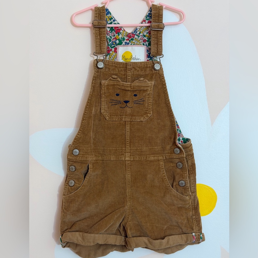 Mini Boden cat shortalls 7/8